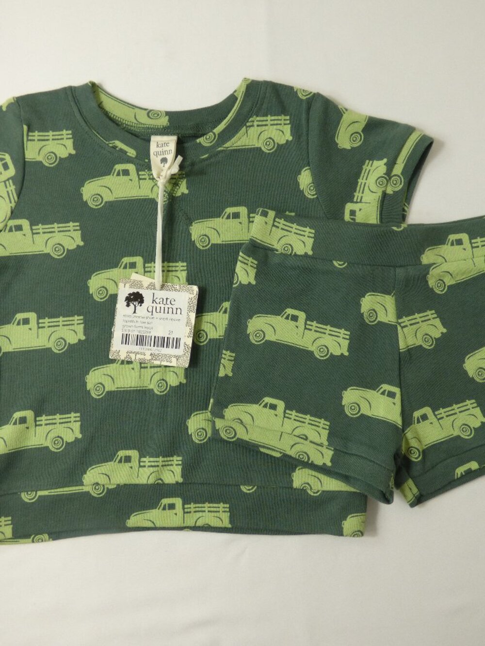 NWT Kate Quinn Lime Truck Two-Piece Short Set, Size 2T